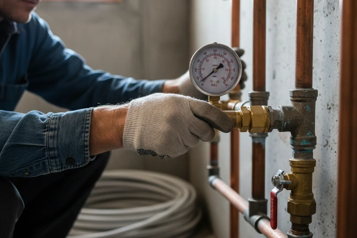 Pressure testing a repaired line during Water Line Repair in Titusville